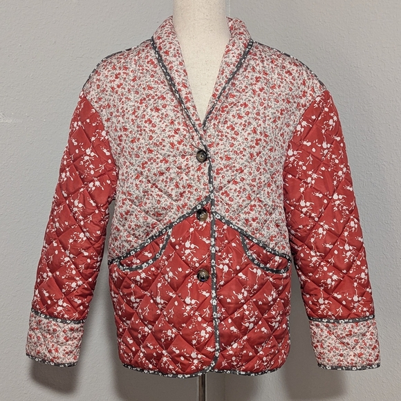 Patchwork Floral Quilted Jacket Cottagecore Shacket Oversized Xsmall - Picture 2 of 11